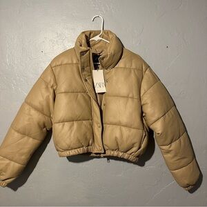 🟢NWT Zara Women’s Leather Puff Jacket